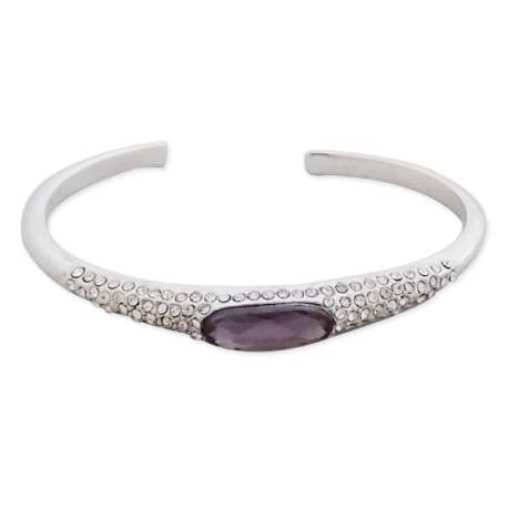 Joli bracelet argenté serti de pierre mauve et de strass brillants