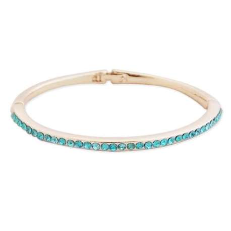 Joli bracelet doré serti de plusieurs petites pierres bleues
