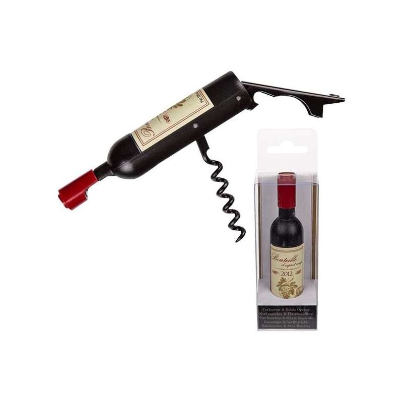 Ouvre bouteille tire-bouchon en forme de bouteille de vin rouge